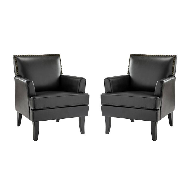 Nileus Modern Classic Polyester Accent Chair with Solid Wooden Legs Set of 2 by HULALA HOME