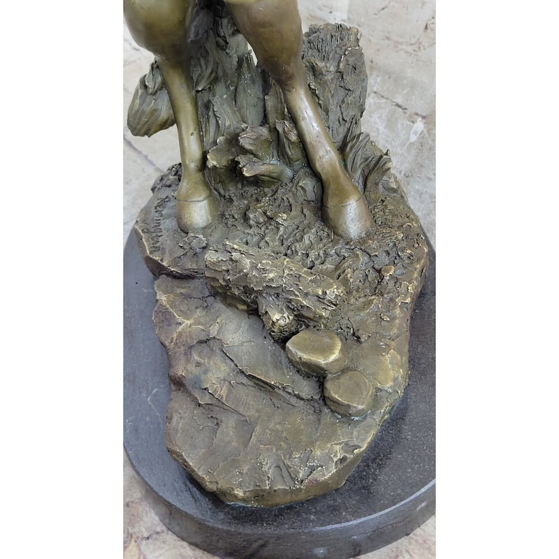Bronco Buster Inspired Country Western Art Bronze Sculpture Featuring Cowboy On Horseback