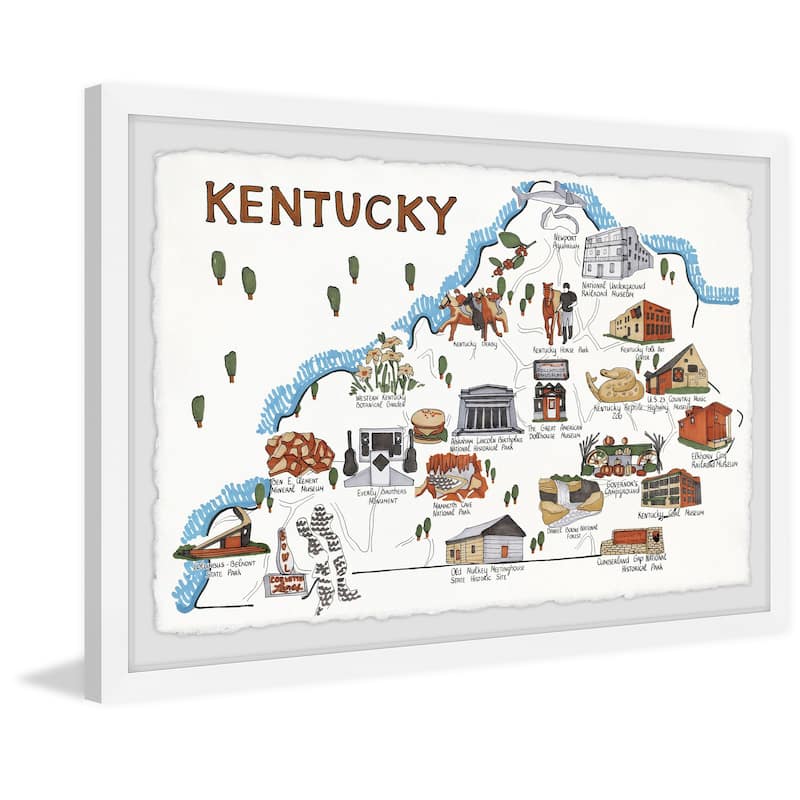 'White Kentucky Spots' Framed Painting Print