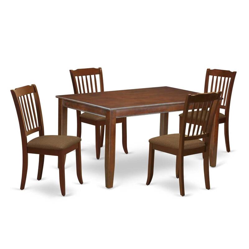 HomeStock 5-Pc Mahogany Finish Solid Wood Top - Rectangular Dining Room Set - Seats 4