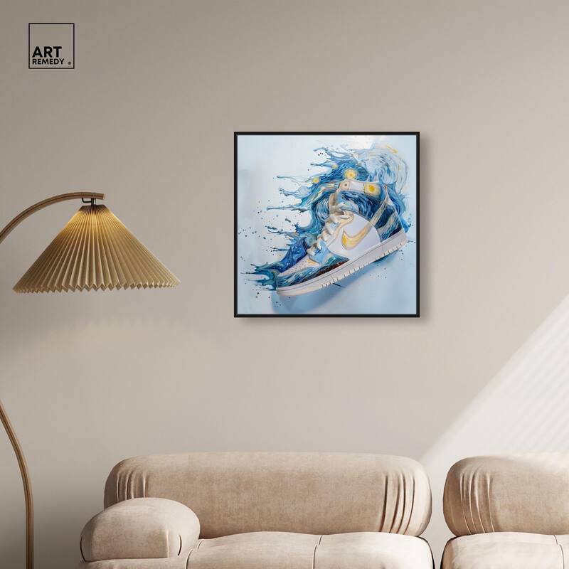 Starry Night Sneaker Splash Canvas by Art Remedy