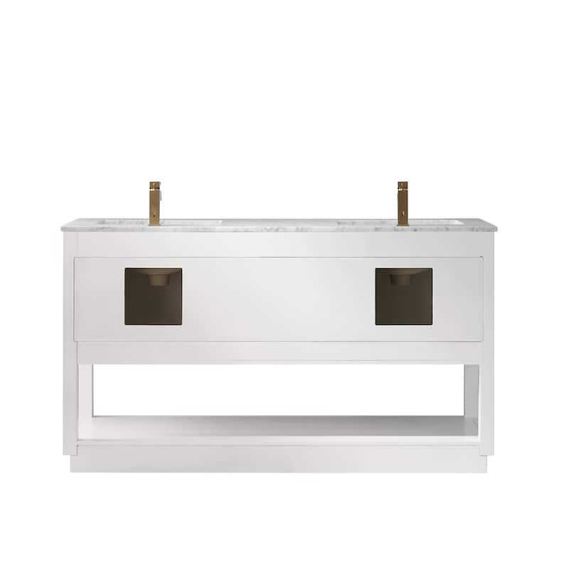 Altair Remi Double Bathroom Vanity Set Carrara White Marble Top