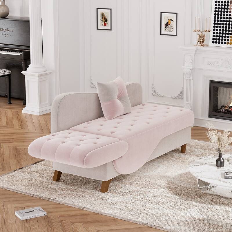 Ouyessir Upholstered Storage Chaise Lounge Chair with Left Armrest & Lumbar Pillow