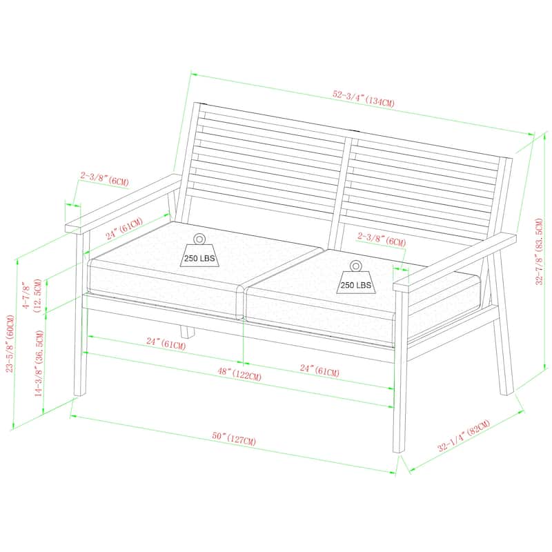 Middlebrook Slat-Back Solid Wood Patio Love Seat