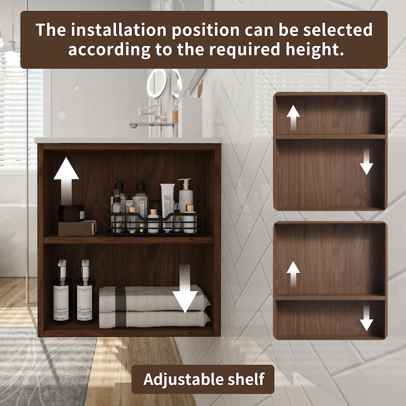 30" Wall-Mounted Bathroom Vanity, Dual Soft-Close Drawers,Adjustable Side Shelf, and Beveled Edge Handle,Floating Vanity Cabinet