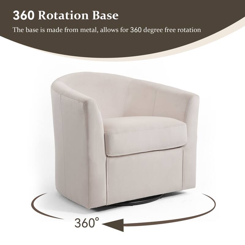 2 Set Modern Upholstered Swivel Barrel Chair Living Room Accent Chair