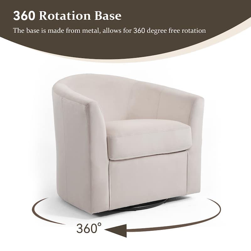 Upholstered Velvet 360° Swivel Accent Arm Chair