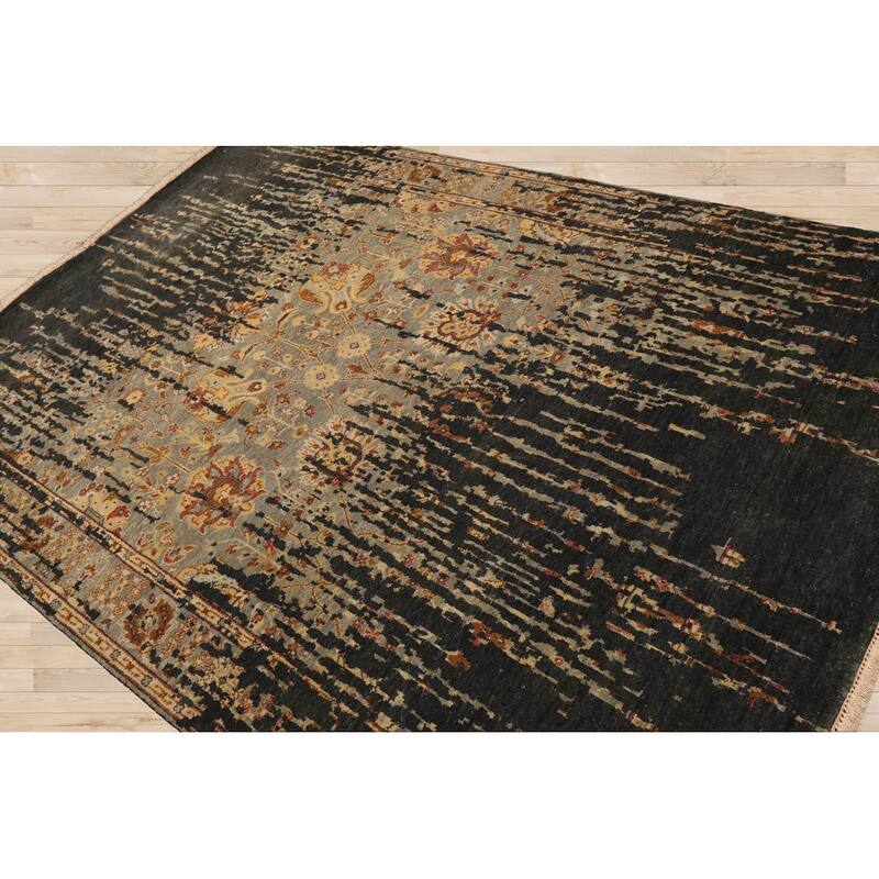 Premium Quality Peach Hand Knotted Traditional Oushak Wool Area Rug - 6' x 8' 8''