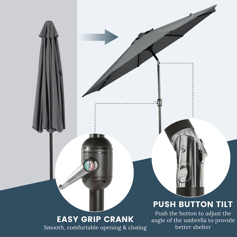 Holme 9-foot Steel Market Patio Umbrella with Tilt-and-Crank