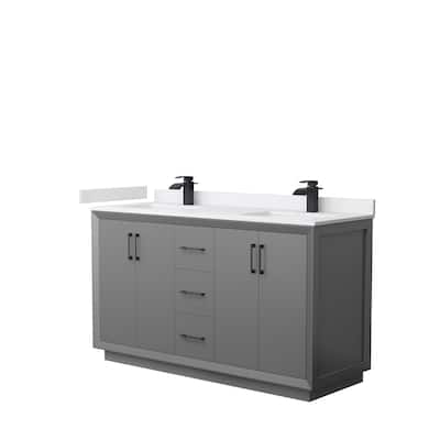 Strada 60-Inch Double Vanity Set, Cultured Marble Top