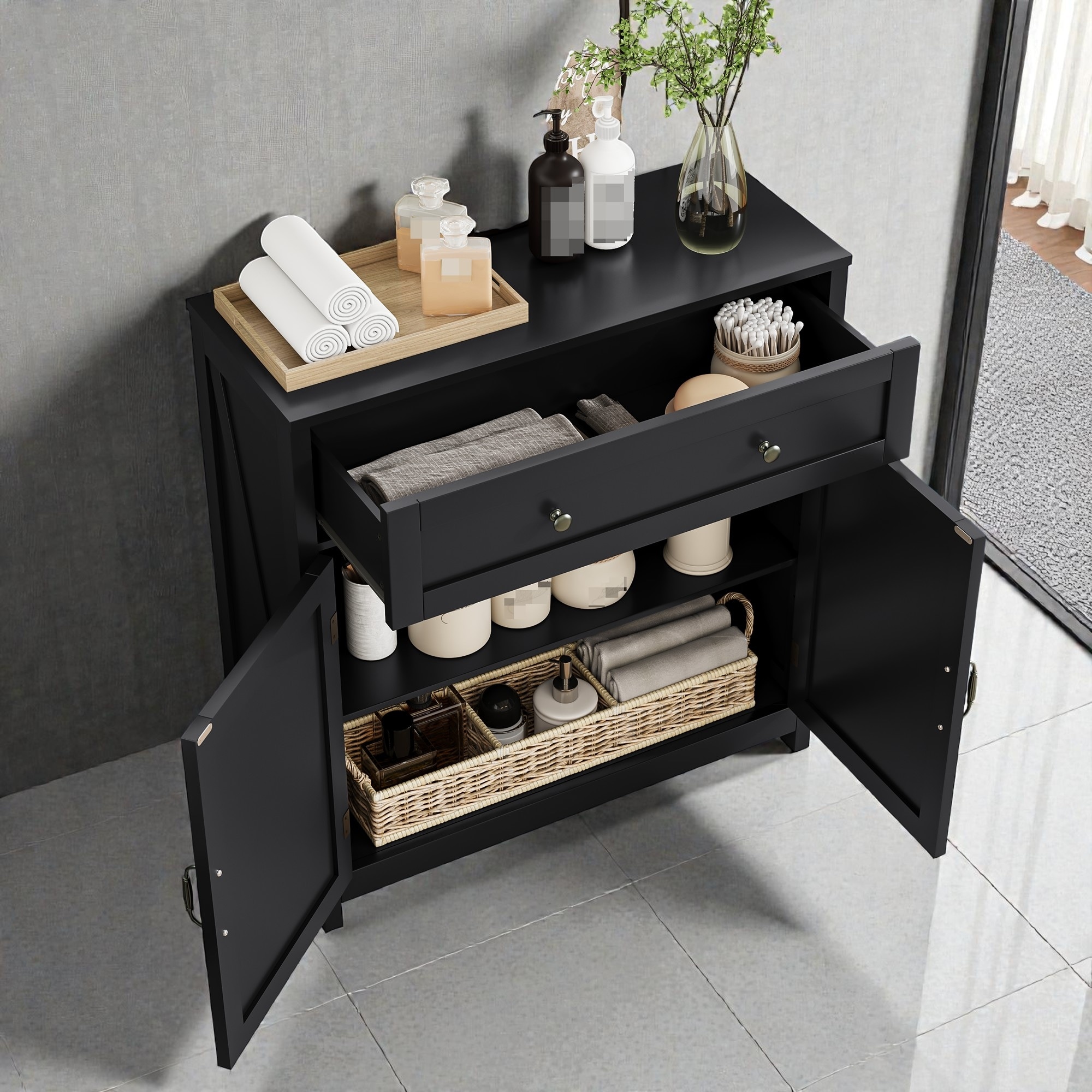 Storage Cabinet with Drawer and Adjustable Shelf, Buffet Cabinet, Coffee Bar Console Cabinet, Entryway Cabinet for Kitchen