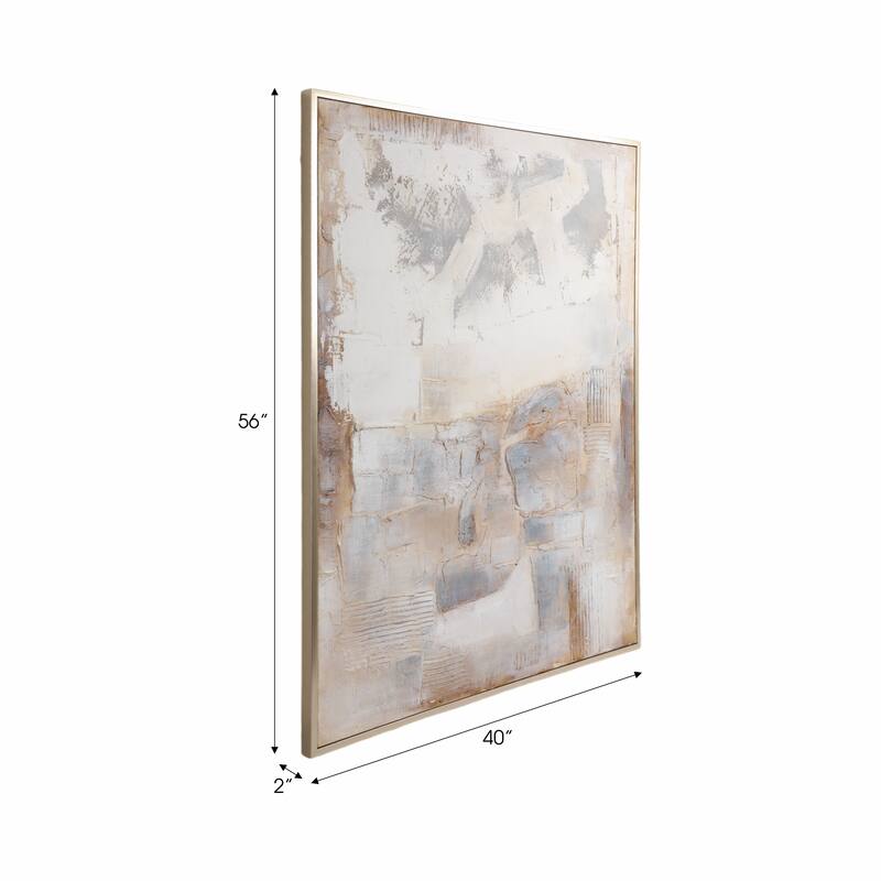Canvas Art Wood Frame Textured Abstract Design Casual Home - 56" Tan