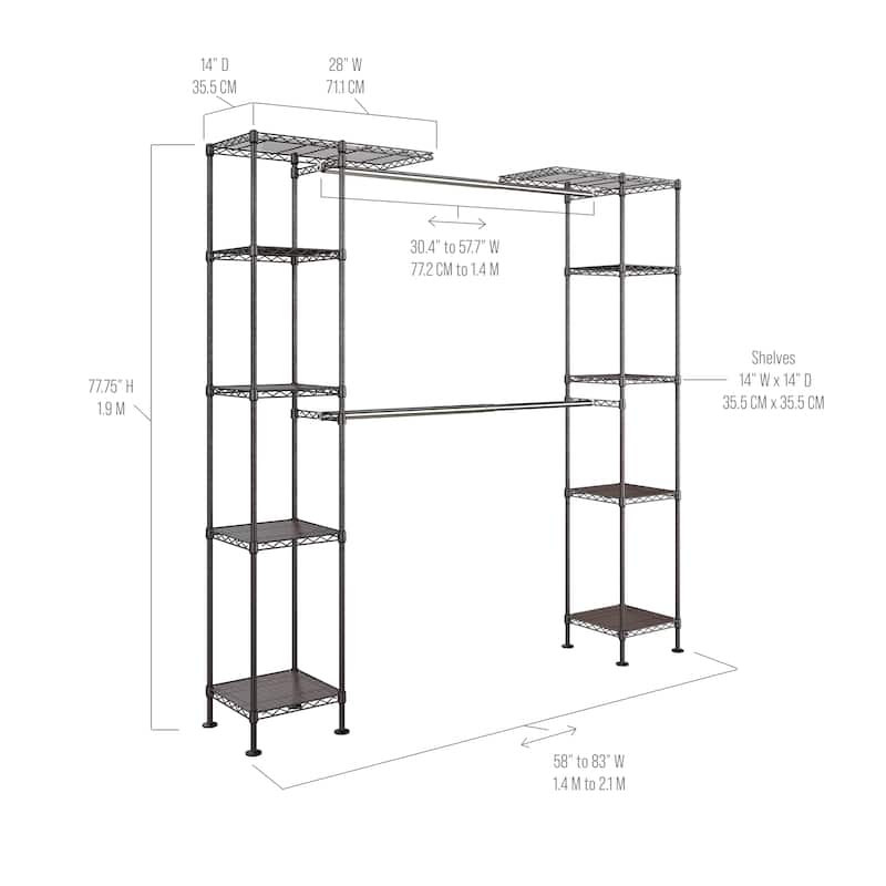 Satin Bronze Expandable Closet Organizer System