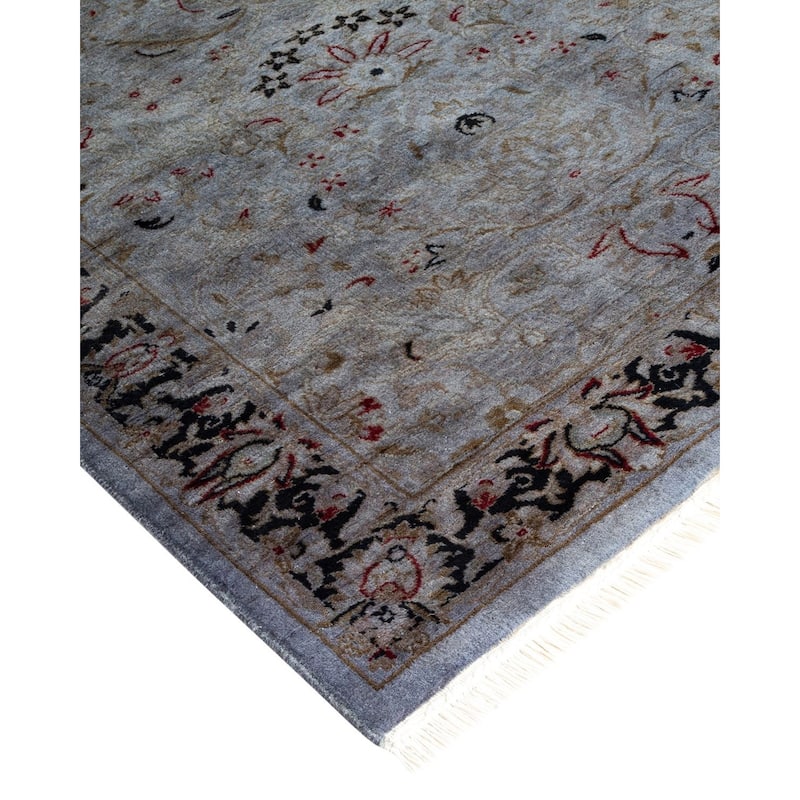 Overton Hand Knotted Wool Vintage Inspired Modern Contemporary Overdyed Gray Runner Rug - 2' 7" x 6' 0"