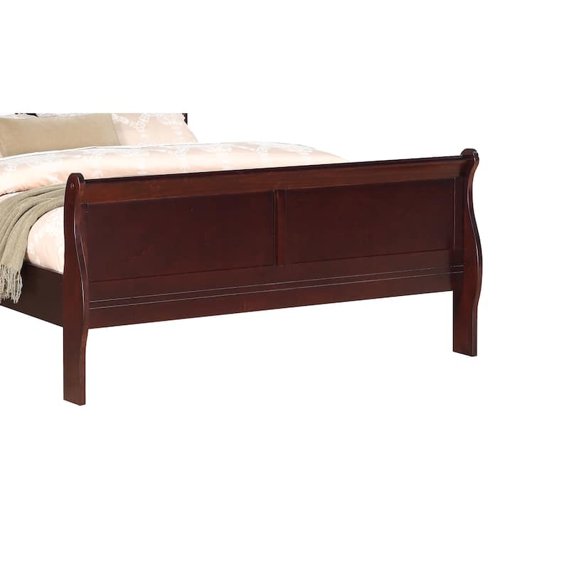 Full Size Solid Wood Sleigh Bed with Louis Philippe Style