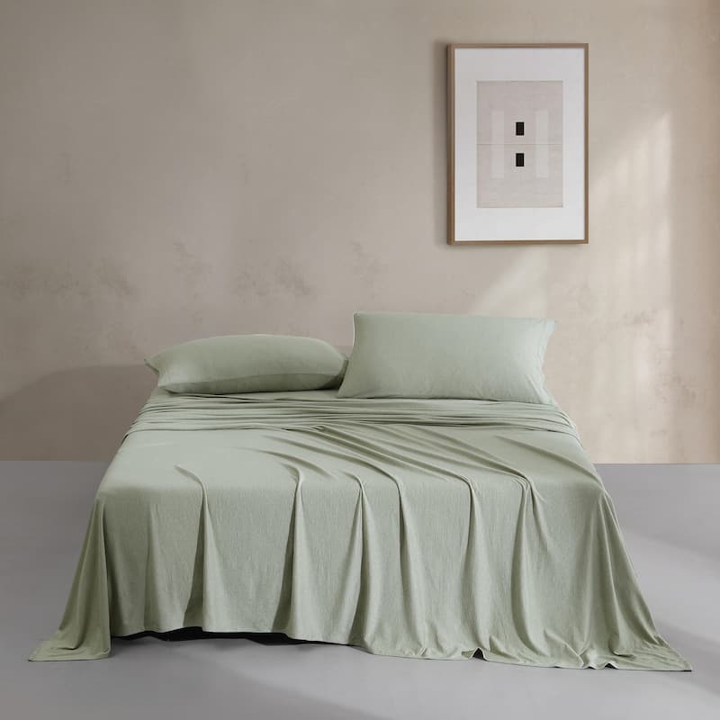 Calvin Klein Modern Cotton Melange Jersey Sheet Set - King - Green