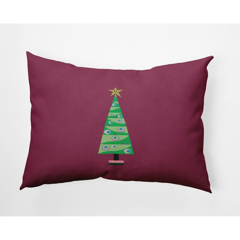 Cartoon Christmas Tree Indoor/Outdoor Throw Pillow - 14" x 20" - Passion Flower