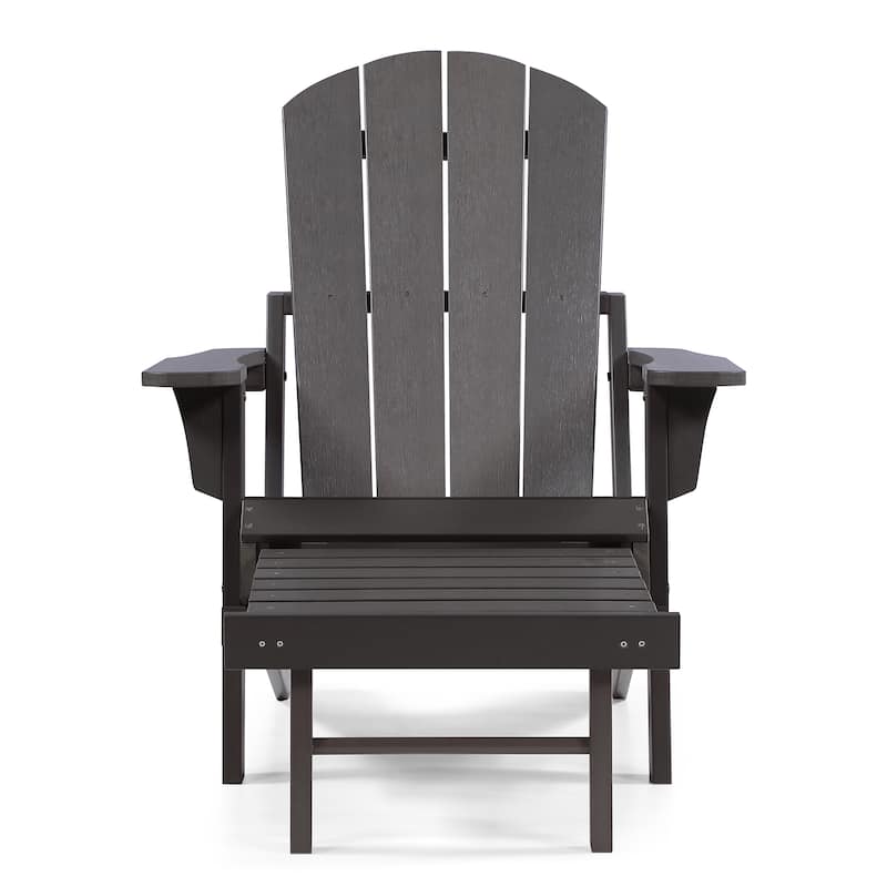 Hurley Folding Poly Adirondack Chair with Pull-out Ottoman (Set of 2)