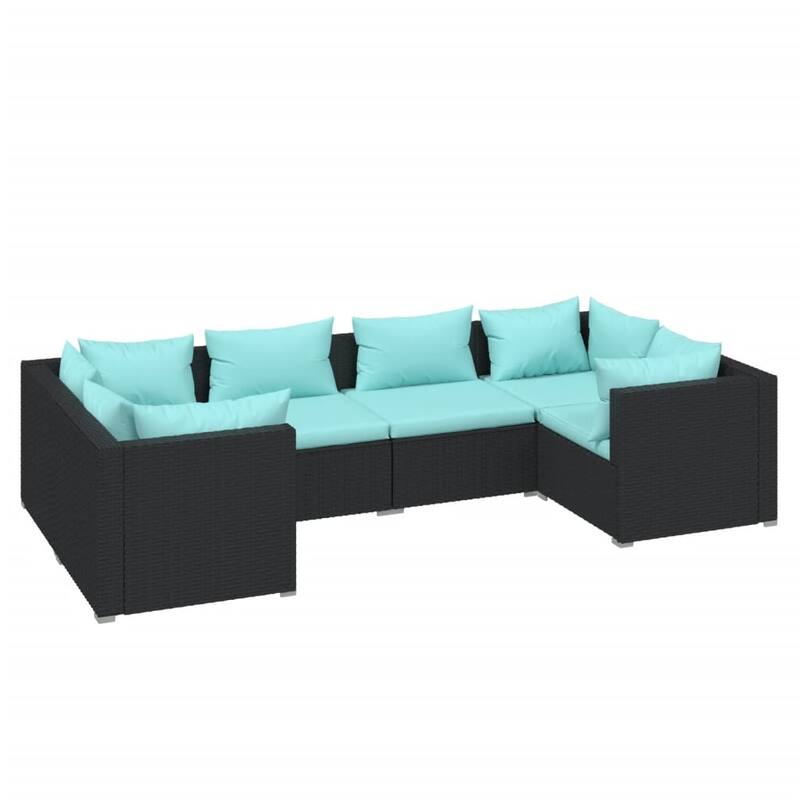 vidaXL Patio Lounge Set Outdoor Sectional Sofa Set Table Garden Poly Rattan - 27.6" x 27.6" x 23.8"