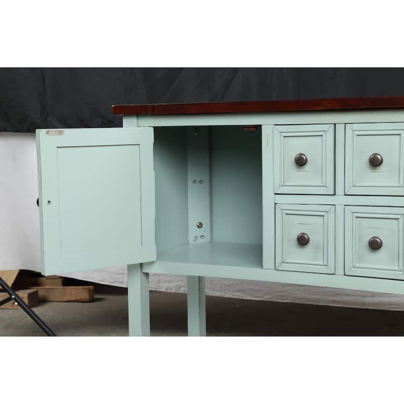 Retro Style Buffet Sideboard Wood Console Table with Bottom Shelf, Easy Assemble, for Living Room, Kitchen, Entryway