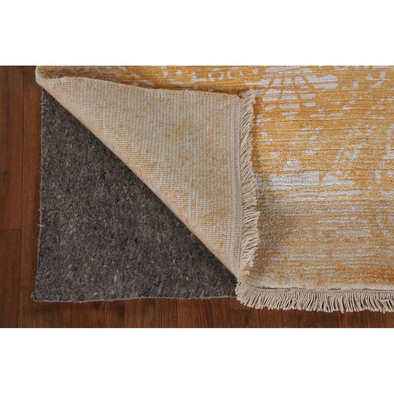 Gold Modern Abstract Accent Rug Handmade Wool Carpet - 2'8"x 4'9"