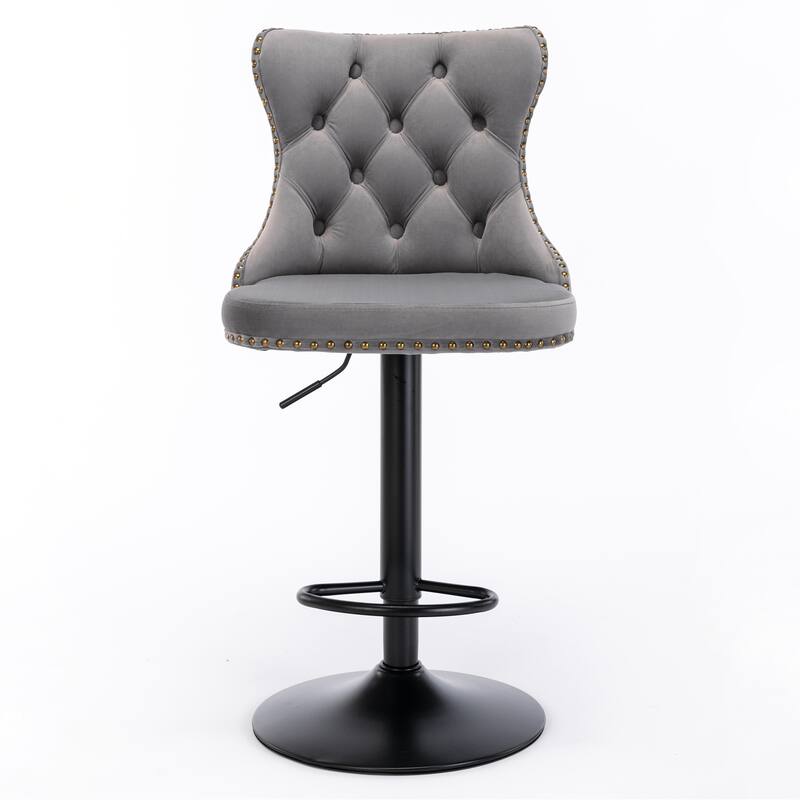 Velvet Upholstered Counter Height Wingback Barstools, Set of 2