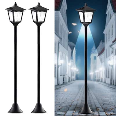 2 Pack 40" Solar Lamp Post Lights - IP65 Waterproof LED w/Dusk to Dawn Sensor for Yard & Drivewa - Black