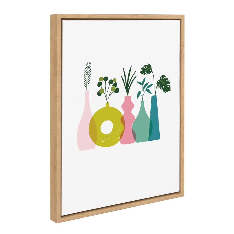Kate and Laurel Sylvie Plant Play Framed Canvas by Duchess Plum