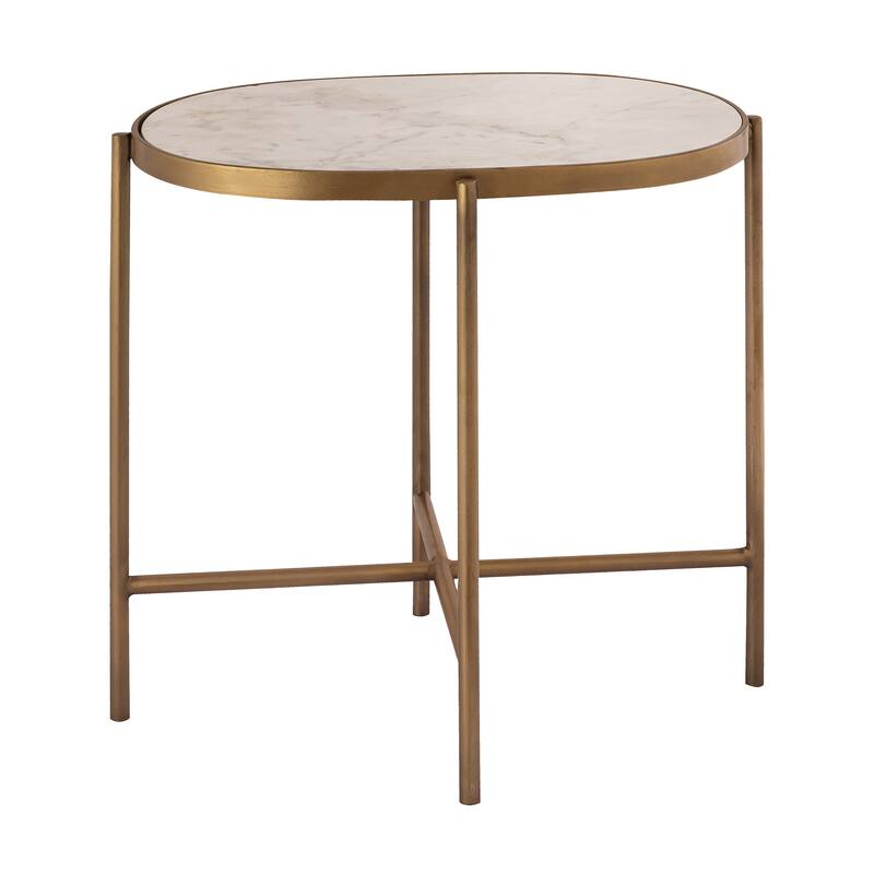 Elk Home Harlowe White Stone 19 Inch Wide Accent Table