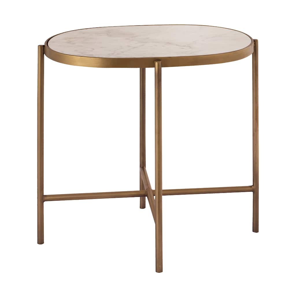 Elk Home Harlowe White Stone 19 Inch Wide Accent Table