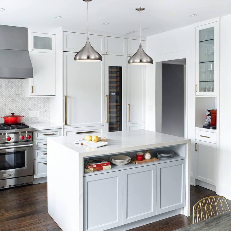 1-Light 12 in. Brushed Nickel Single Pendant with Teardrop Metal Shade