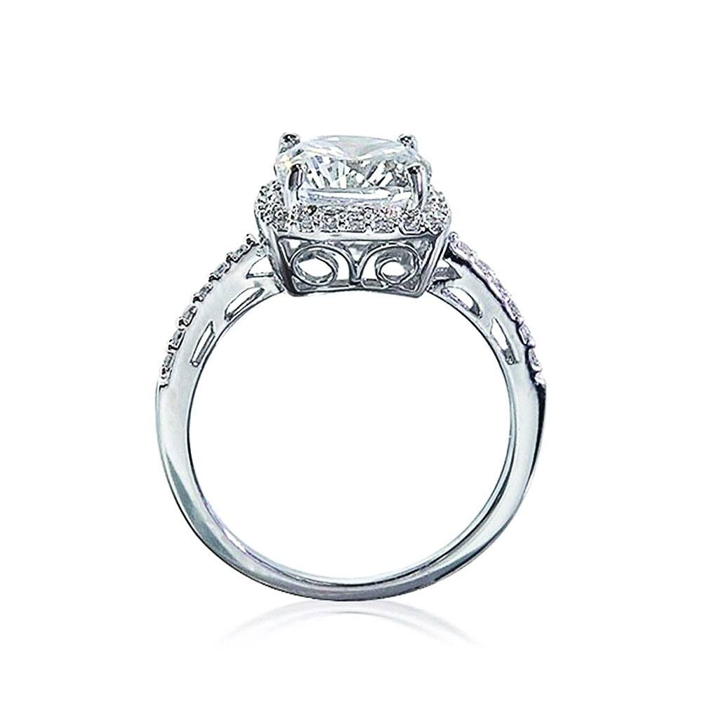 Shop 3ct Square Cushion Cut Aaa Cz Cubic Zirconia Halo Statement