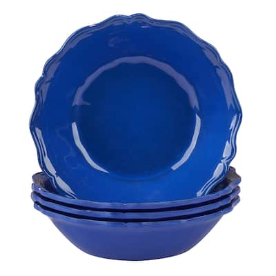 Certified International Blue Indigo Crackle Melamine 8.5" All Purpose Bowls, Set of 4 - 8.5" Diameter x 2"
