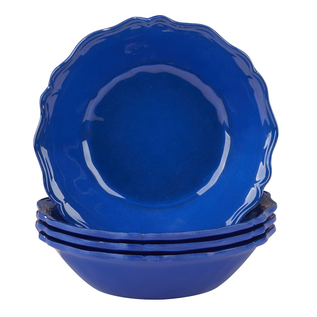 Certified International Blue Indigo Crackle Melamine 8.5" All Purpose Bowls, Set of 4 - 8.5" Diameter x 2"