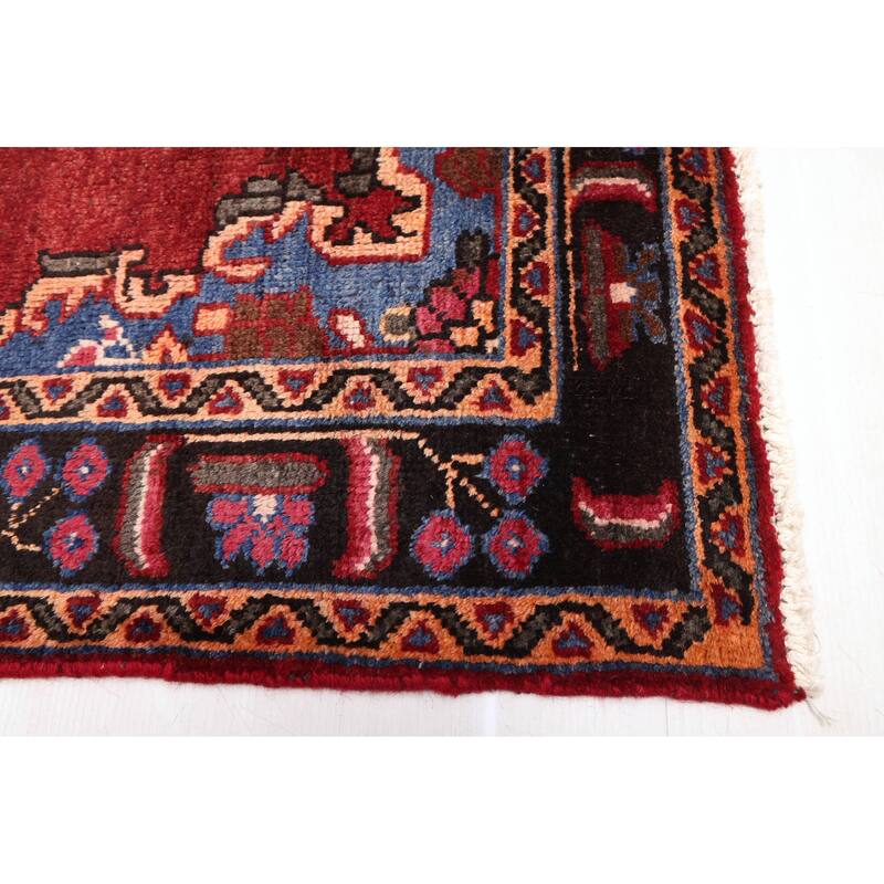 ECARPETGALLERY Hand-knotted Anatolian Vintage Dark Red Wool Rug - 3'7 x 10'1