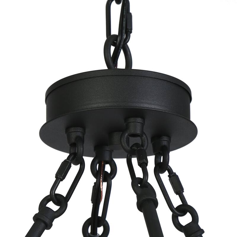 Modern Transitional Black 12-Light Wagon Wheel Chandelier for Living Dining Room - W39.4"*H36.6"