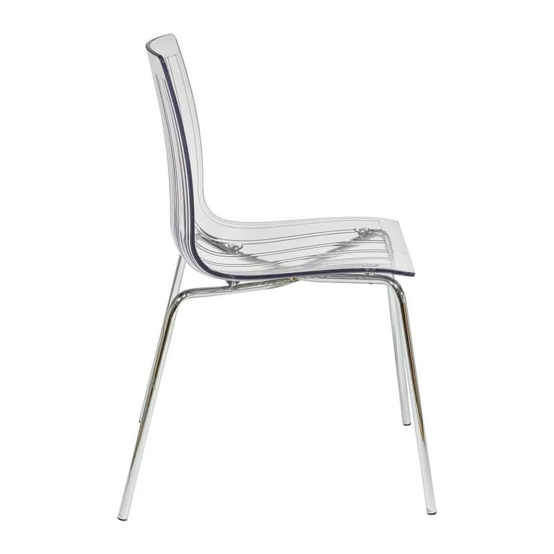Ralph Acrylic Plastic Dining Chair Chrome Metal Legs Modern Transparent Accent Side Chair for Dining Room & Kitchen