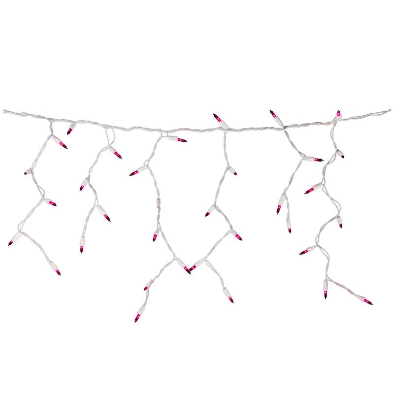 100 Count Purple Mini Icicle Christmas Lights - 3.5 ft White Wire