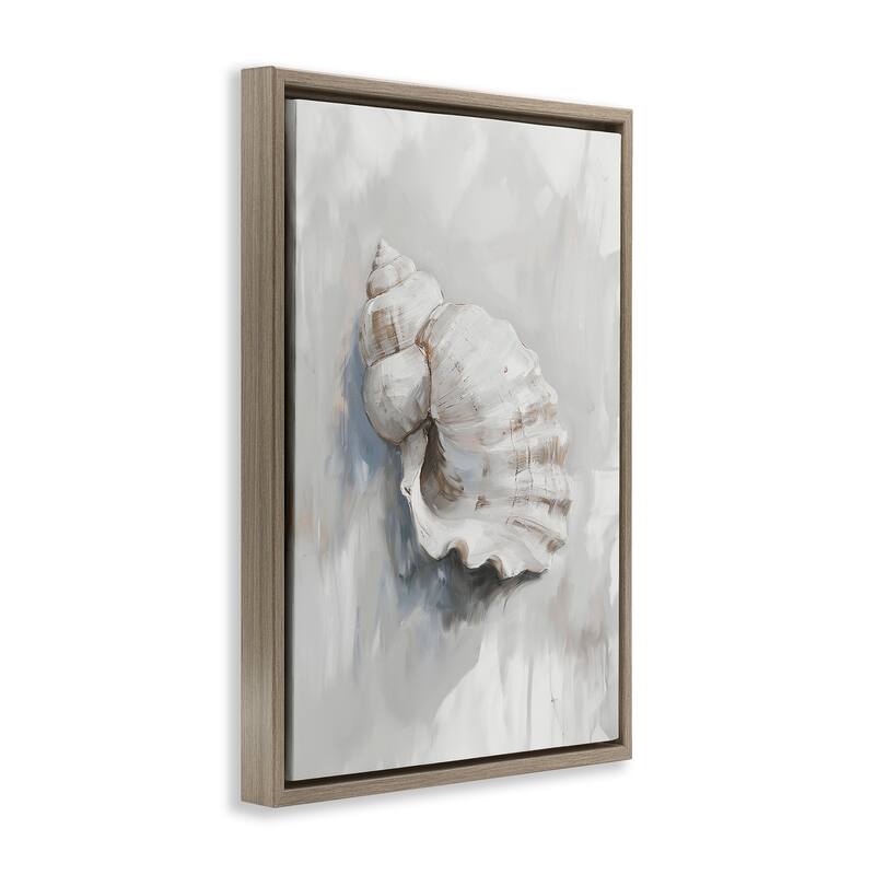 Stupell Neutral Curved Seashell Framed Floater Canvas Wall Art Design By Ramona Murdock