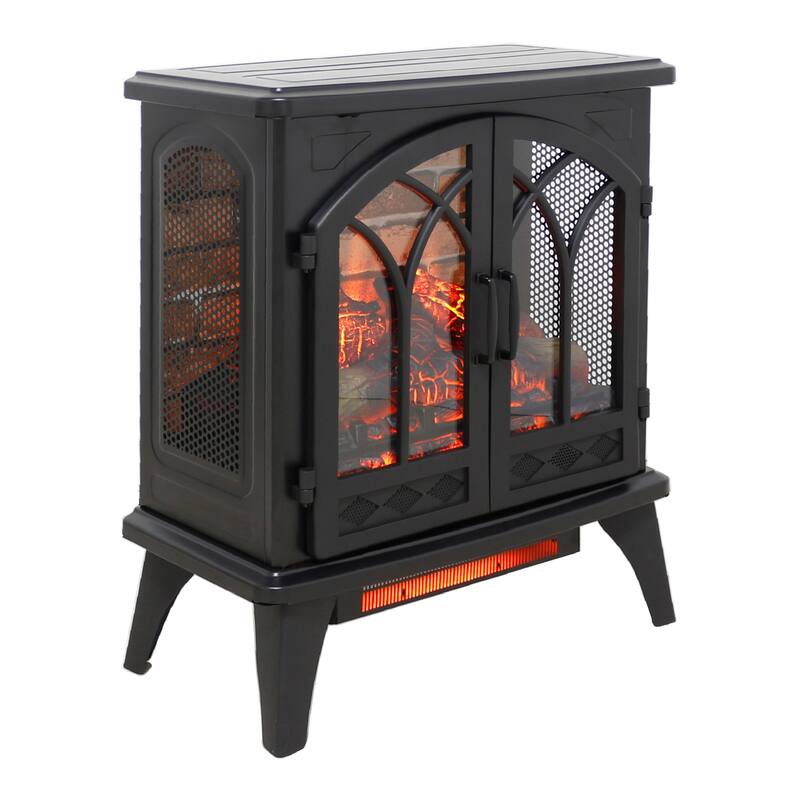 Portable 24-Inch Infrared Quartz Electric Fireplace Stove with 3D Flame, Timer, and Safety Features