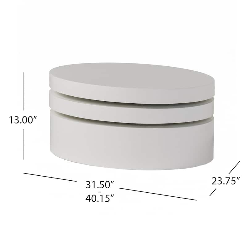Small Oval Mod Rotatable Coffee Table by Christopher Knight Home
