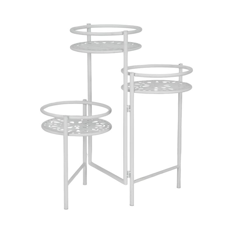 Sagebrook Home 22" Metal Folding 3Tier Plant Stand, Round, 22"H, Solid Color - 10" x 10" x 22"
