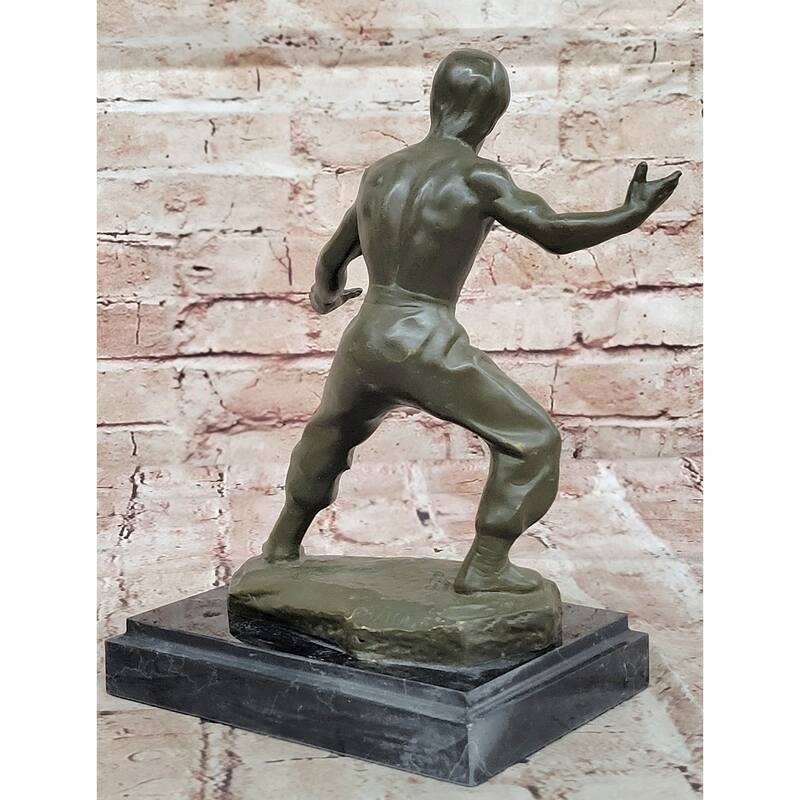 Bruce Lee Martial Artist In Fighting Pose Bronze Sculpture - Kung Fu Karate Art