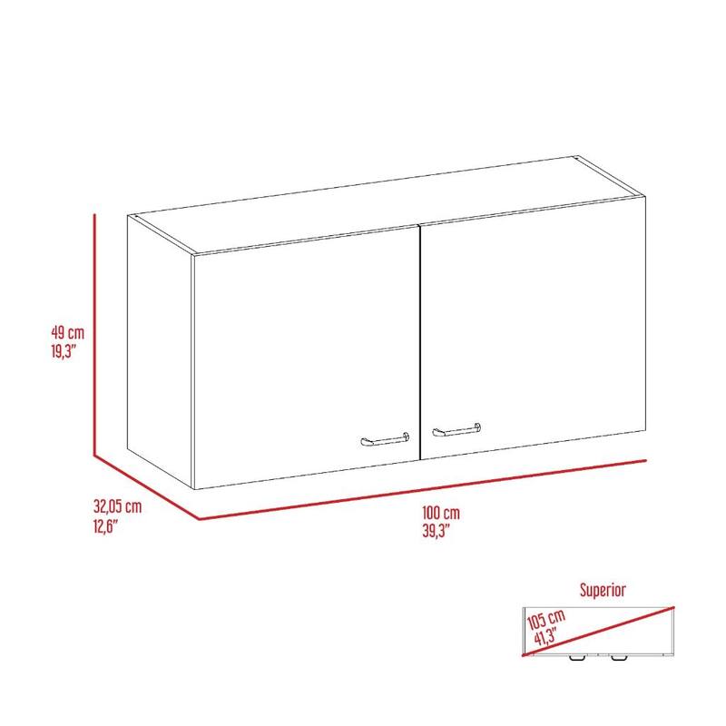 Wall Cabinet with Two Doors, Two Internal Shelves, Space-Efficient Storage