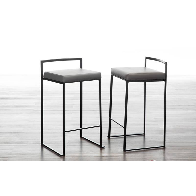 Porch & Den Forrest Black Stackable Fully Welded Counter Stool (Set of 3)