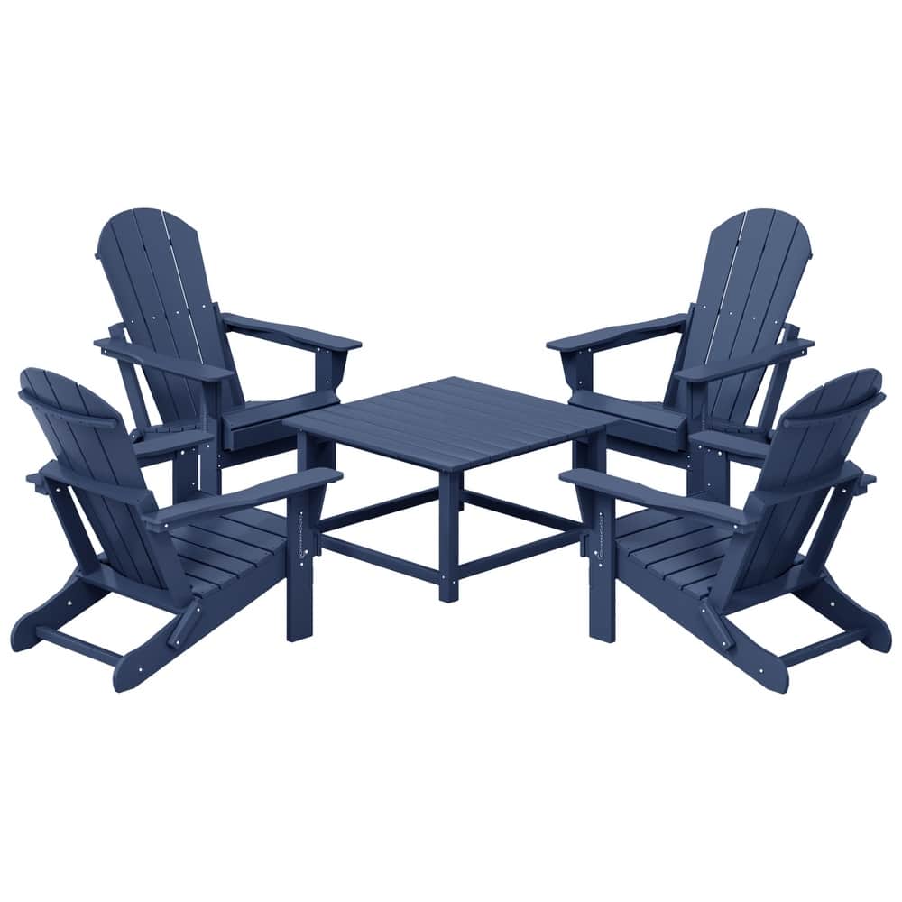 Laguna Outdoor 5-Piece Adirondack Chair With Square Coffee Table Conversation Set