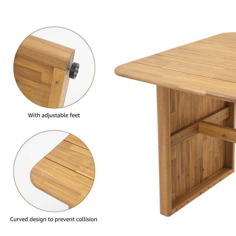 Outdoor 7-Piece Solid Wood Dining Set
