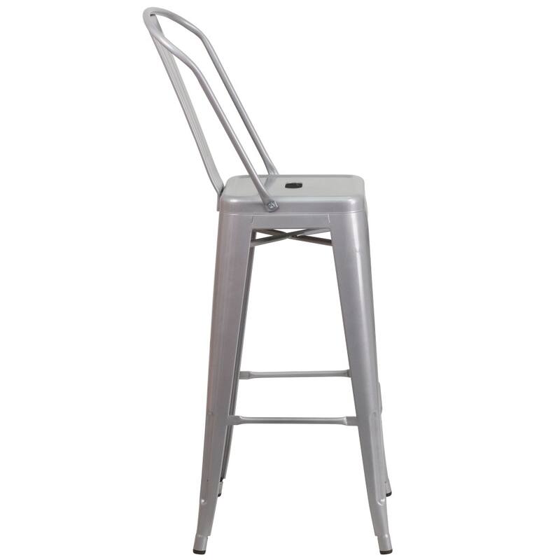 4 Pack 30" High Metal Indoor-Outdoor Barstool with Back - Kitchen Furniture