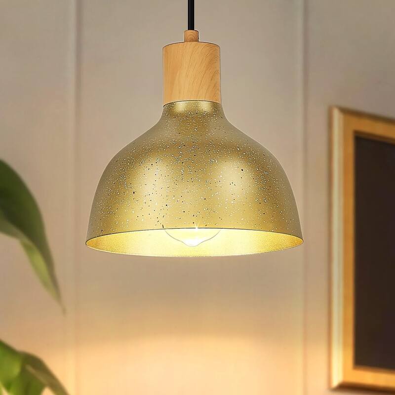 8" Gold Metal Pendant Light