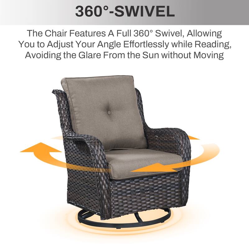 Gymojoy 3-Piece Outdoor Chair Set with Swivel Chairs & 55K BTU Fire Pit Table